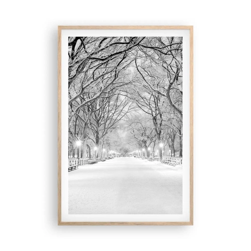 Póster en marco roble claro - Cuatro estaciones - invierno - 61x91 cm