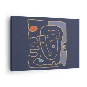Cuadro sobre lienzo - Impresión de Imagen - Retrato de rostro abstracto en estilo minimalista - 70x50cm - En un maravilloso sueño - Decoración de pared moderna para salón y dormitorio ARTTOR