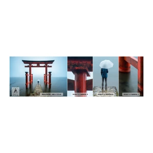 Muestra de fotomural autoadhesivo Deluxe Sticker - Ensueño japonés - Asia, Templo de Hakone, Japón - 100x30 cm
