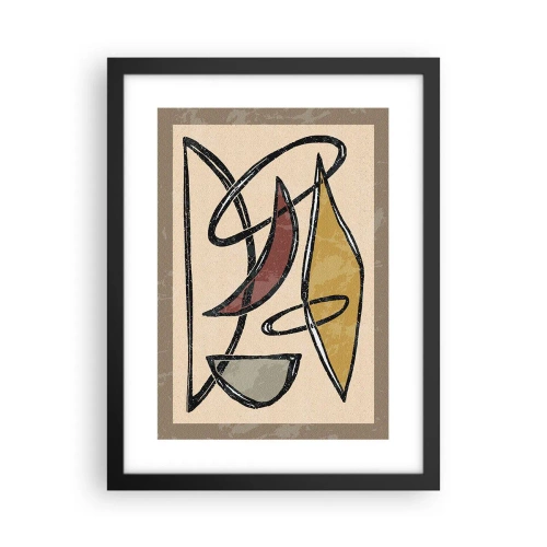 Póster en marco negro - Composición: arcos y óvalos - 30x40 cm