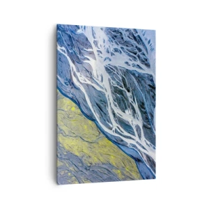 Cuadro sobre lienzo - Impresión de Imagen - Vista aérea abstracta de lechos de ríos serpenteantes - 70x100cm - Las pinturas rupestres de la naturaleza - Decoración de pared moderna para salón y dormitorio ARTTOR