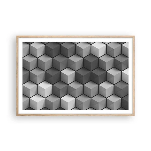 Póster en marco roble claro - Rompecabezas cubista - 91x61 cm