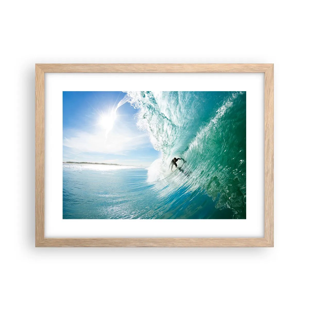 Póster en marco roble claro - Siempre en la ola - 40x30 cm