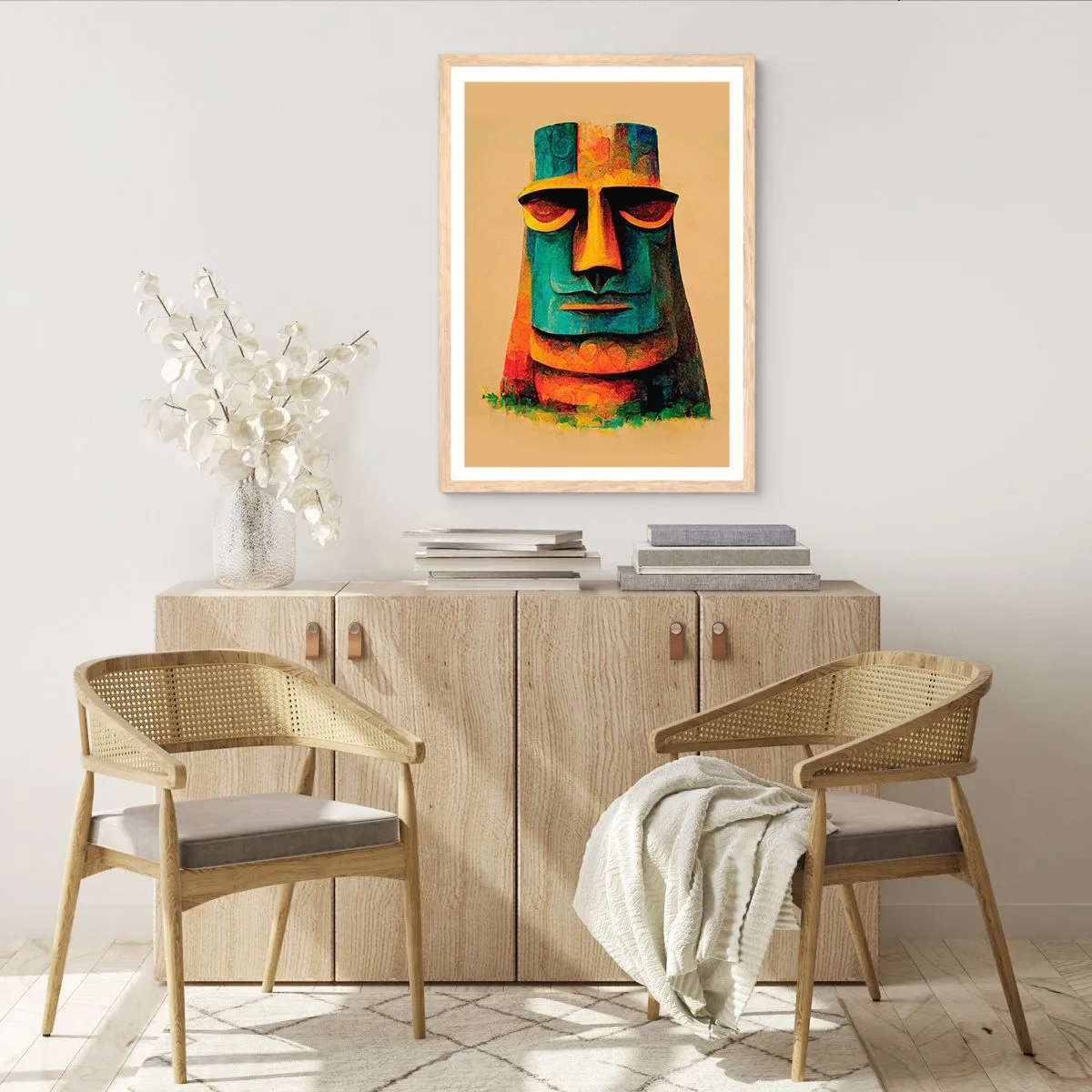 Póster en marco roble claro - Escultural, pero simpática - 50x70 cm