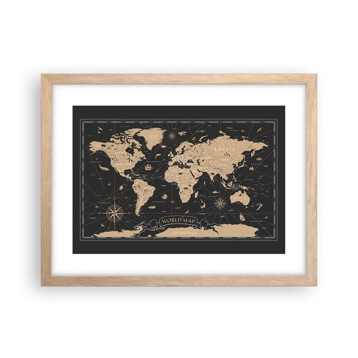 Póster en marco roble claro - Las fronteras de mi mundo - 40x30 cm
