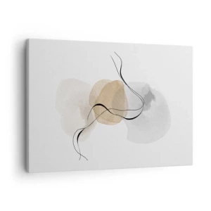 Cuadro sobre lienzo - Impresión de Imagen - Abstracción minimalista en tonos beige y gris. - 70x50cm - Pompas de aire - Decoración de pared moderna para salón y dormitorio ARTTOR