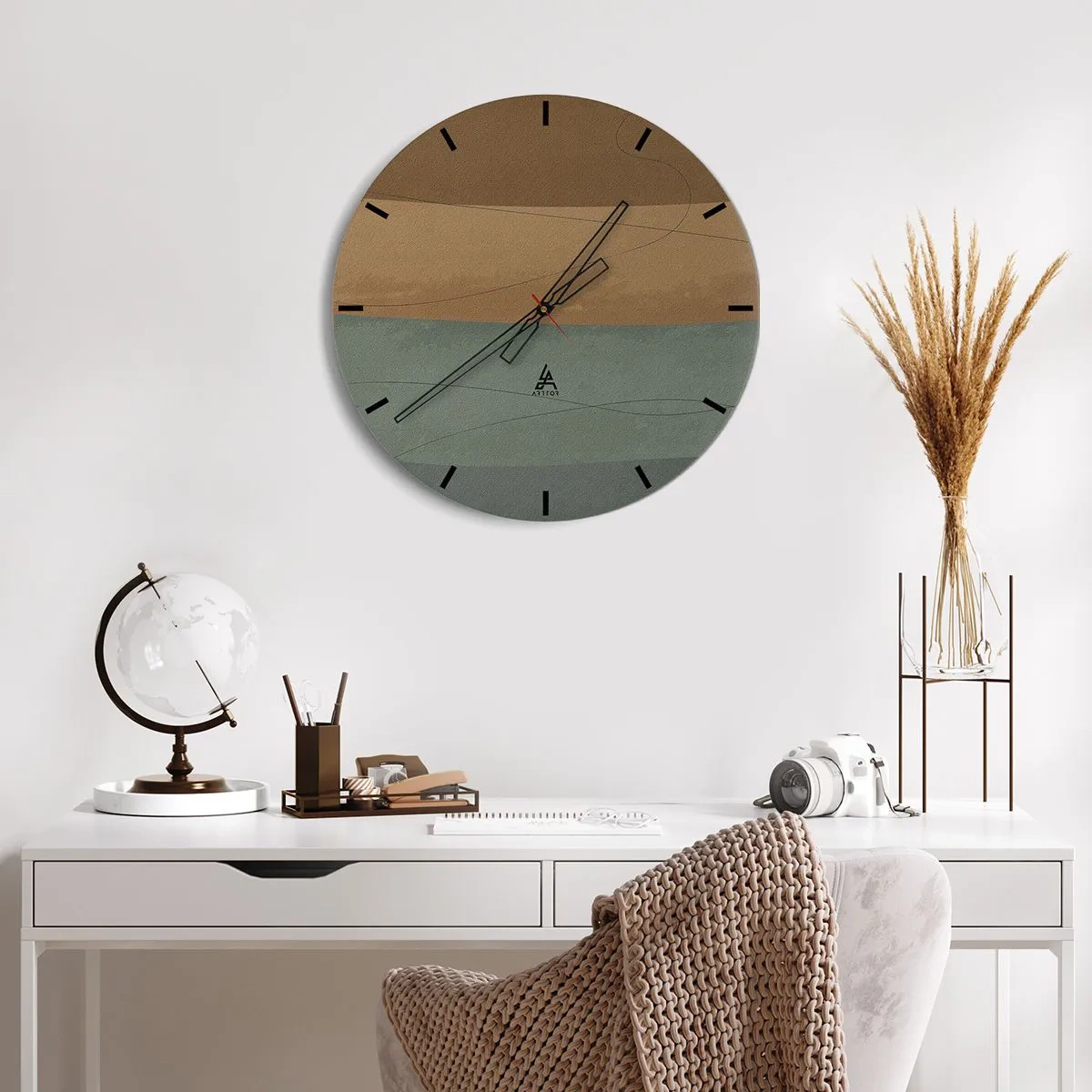 Reloj de pared - Reloj de vidrio - Composición horizontal - 30x30 cm