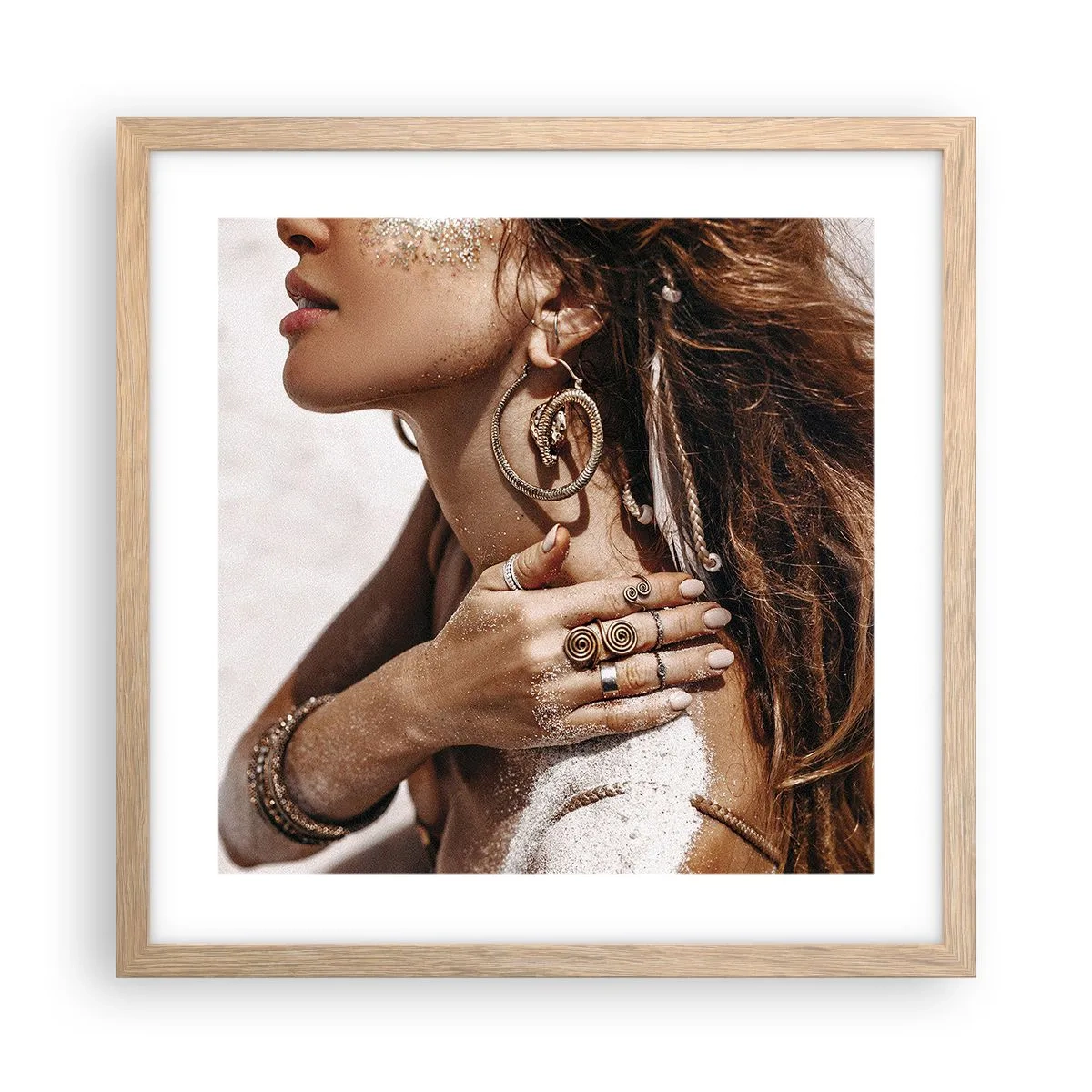 Póster en marco roble claro - Reina de la playa salvaje - 40x40 cm