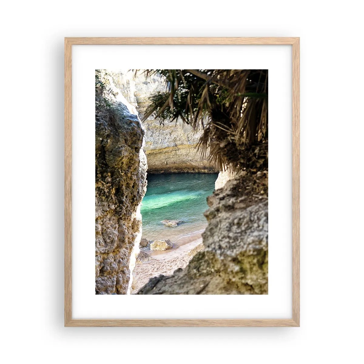 Póster en marco roble claro - Bahía turquesa - 40x50 cm