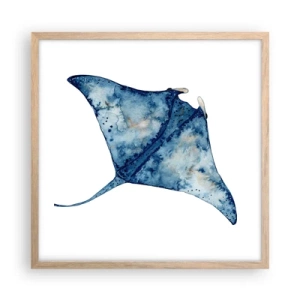 Póster en marco roble claro - La vida en azul - 50x50 cm