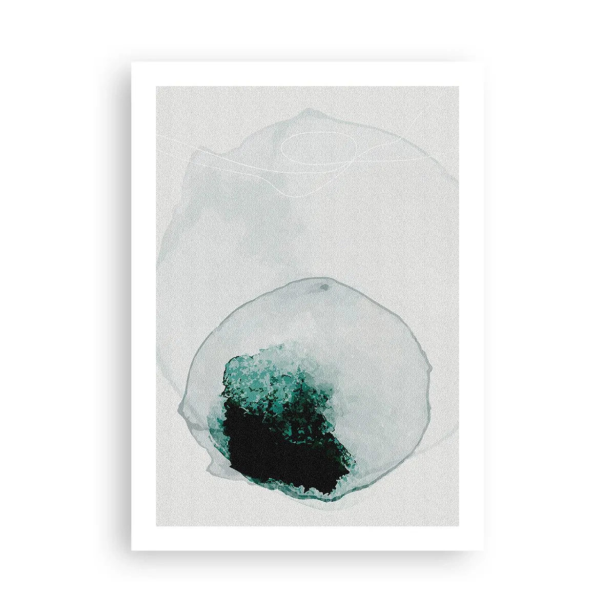 Póster - Forma orgánica abstracta en tonos verdes. - 50x70cm - En una gota de agua - Decoración de pared moderna para salón y dormitorio ARTTOR