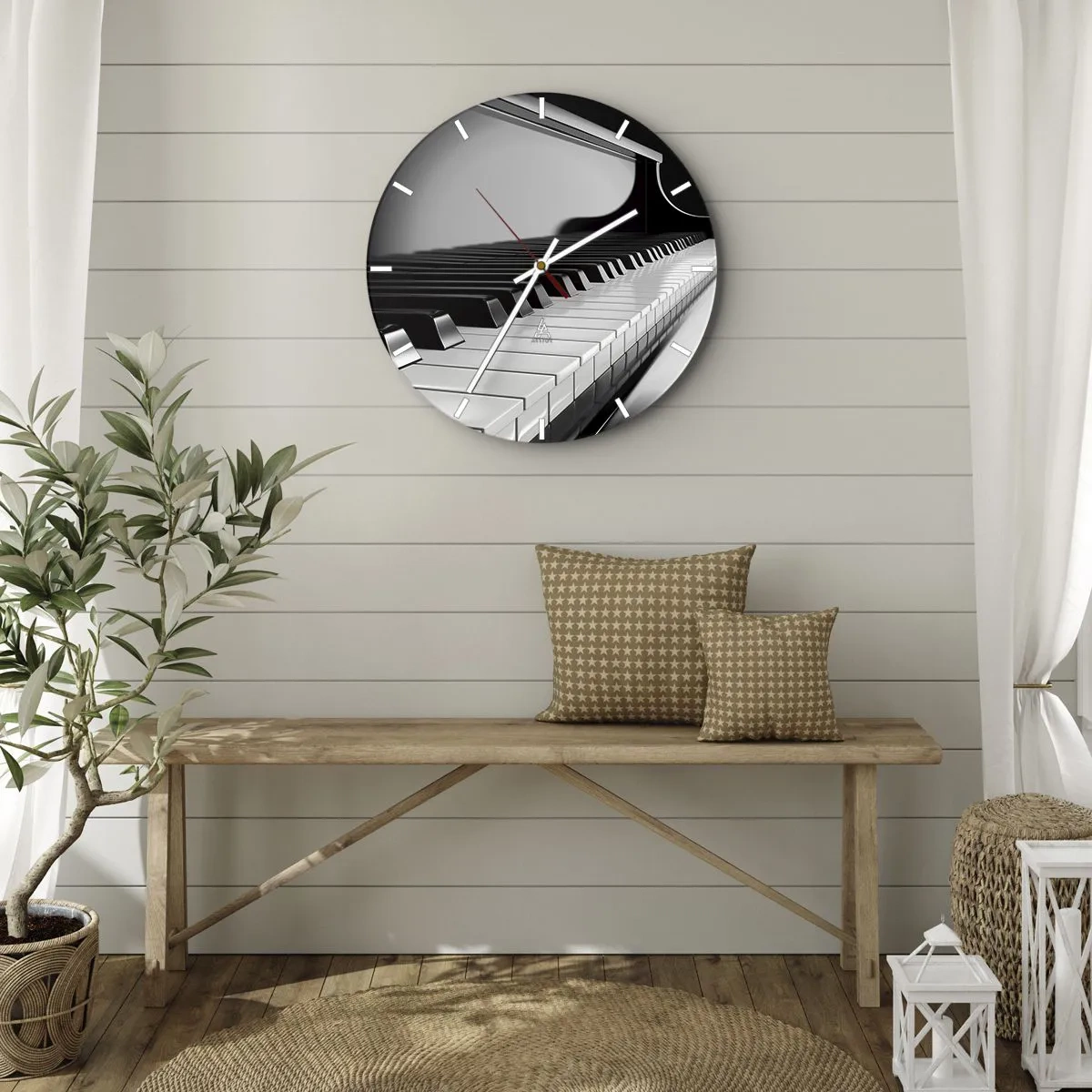 Reloj de pared - Reloj de vidrio - Armonía musical - 40x40 cm