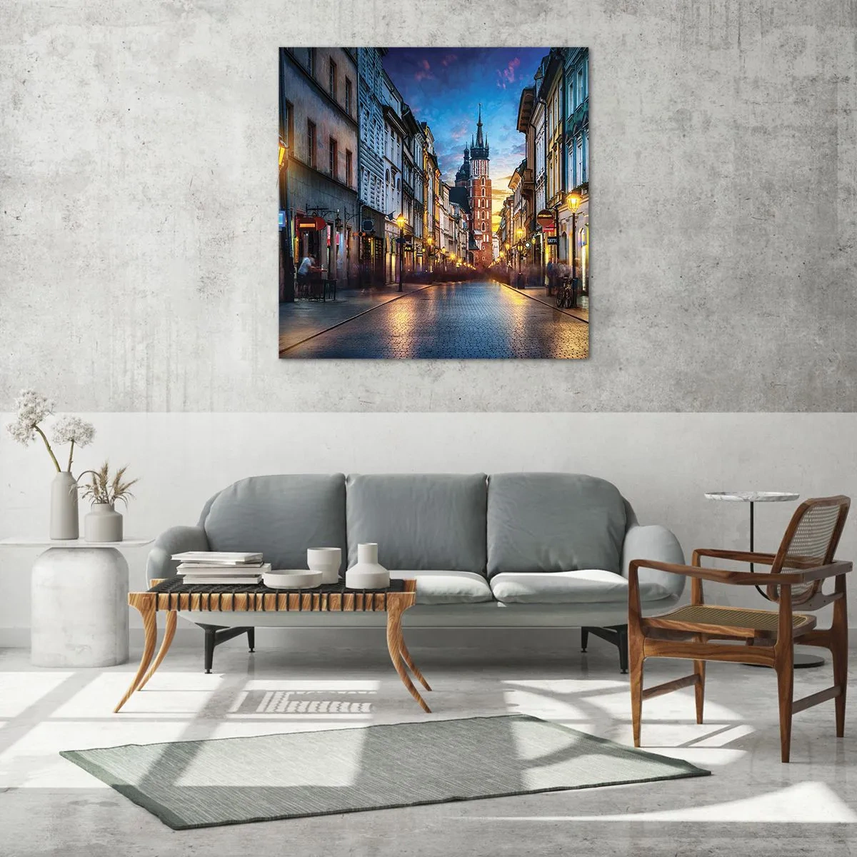 Cuadro sobre vidrio - Impresiones sobre Vidrio - El encanto de Cracovia - 70x70 cm