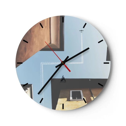 Reloj de pared - Reloj de vidrio - Por encima del laberinto urbano - 40x40 cm