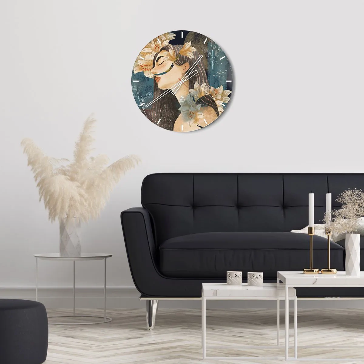 Reloj de pared - Reloj de vidrio - Cuento de princesa con lirios - 40x40 cm