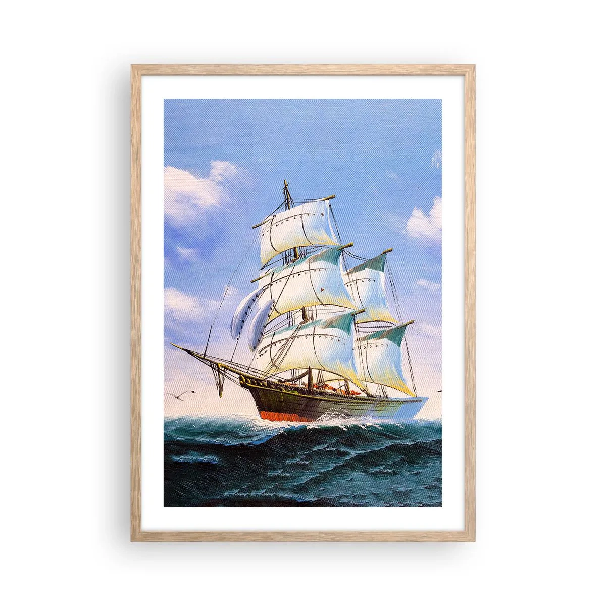 Póster en marco roble claro - Orgulloso con el viento - 50x70 cm