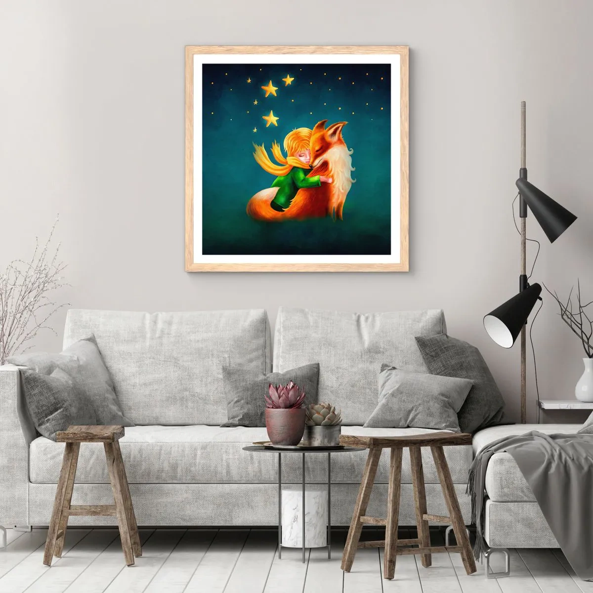 Póster en marco roble claro - El Principito - 60x60 cm