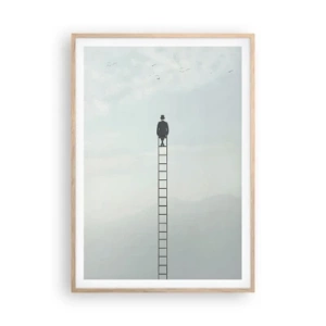Póster en marco roble claro - Hacia lo más alto - 70x100 cm