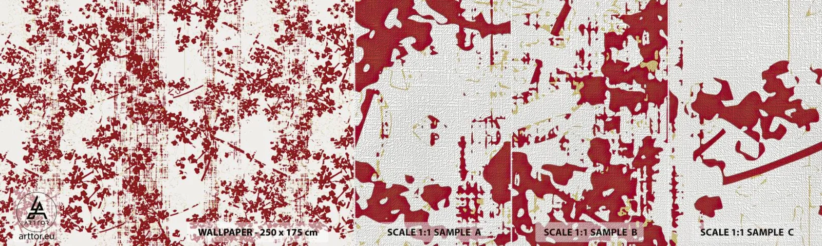 Muestra de fotomural Premium Canvas - Como un viejo percal - Envejecido, Patrón, flores - 100x30 cm