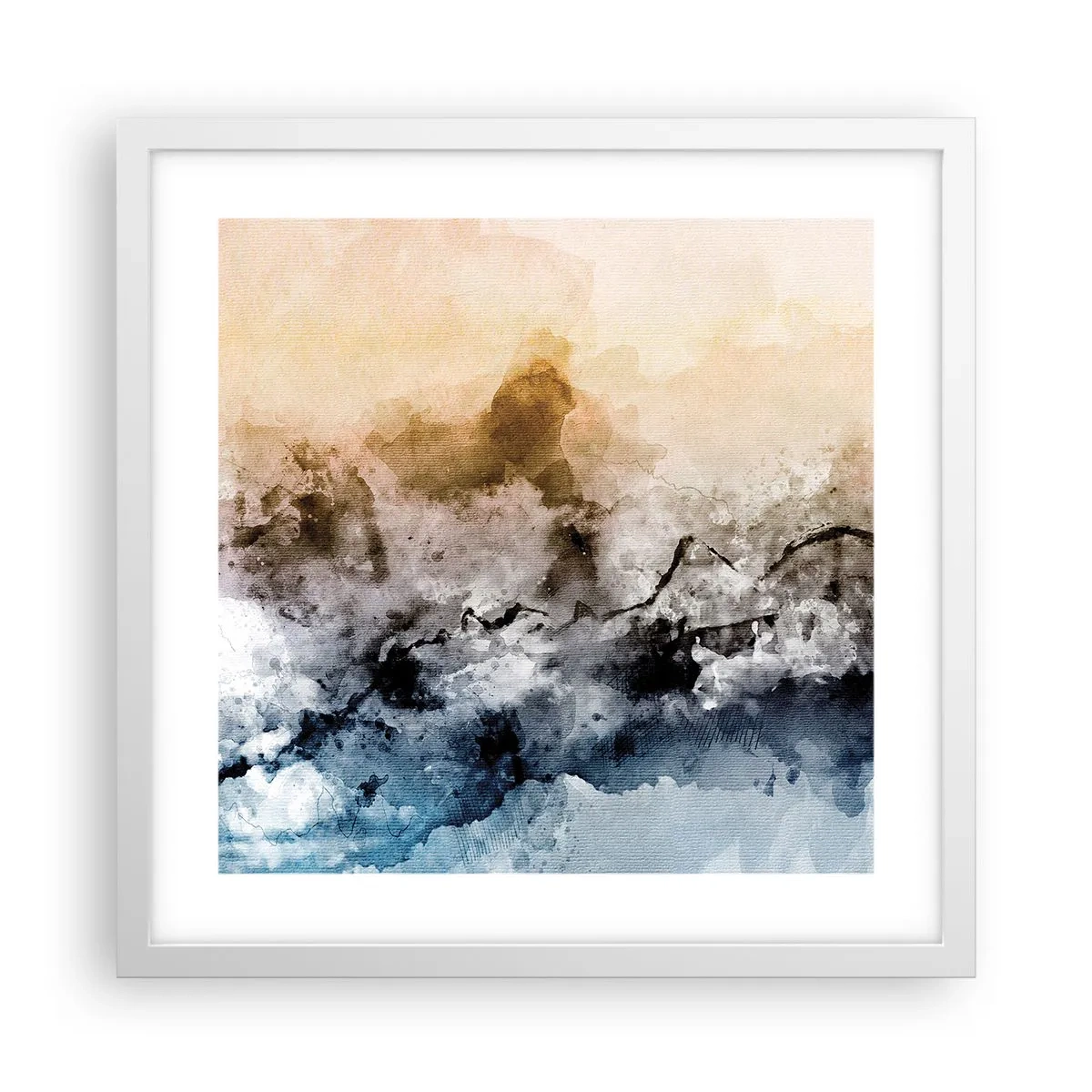 Póster en marco blanco - Hundido en una nube de niebla - 40x40 cm