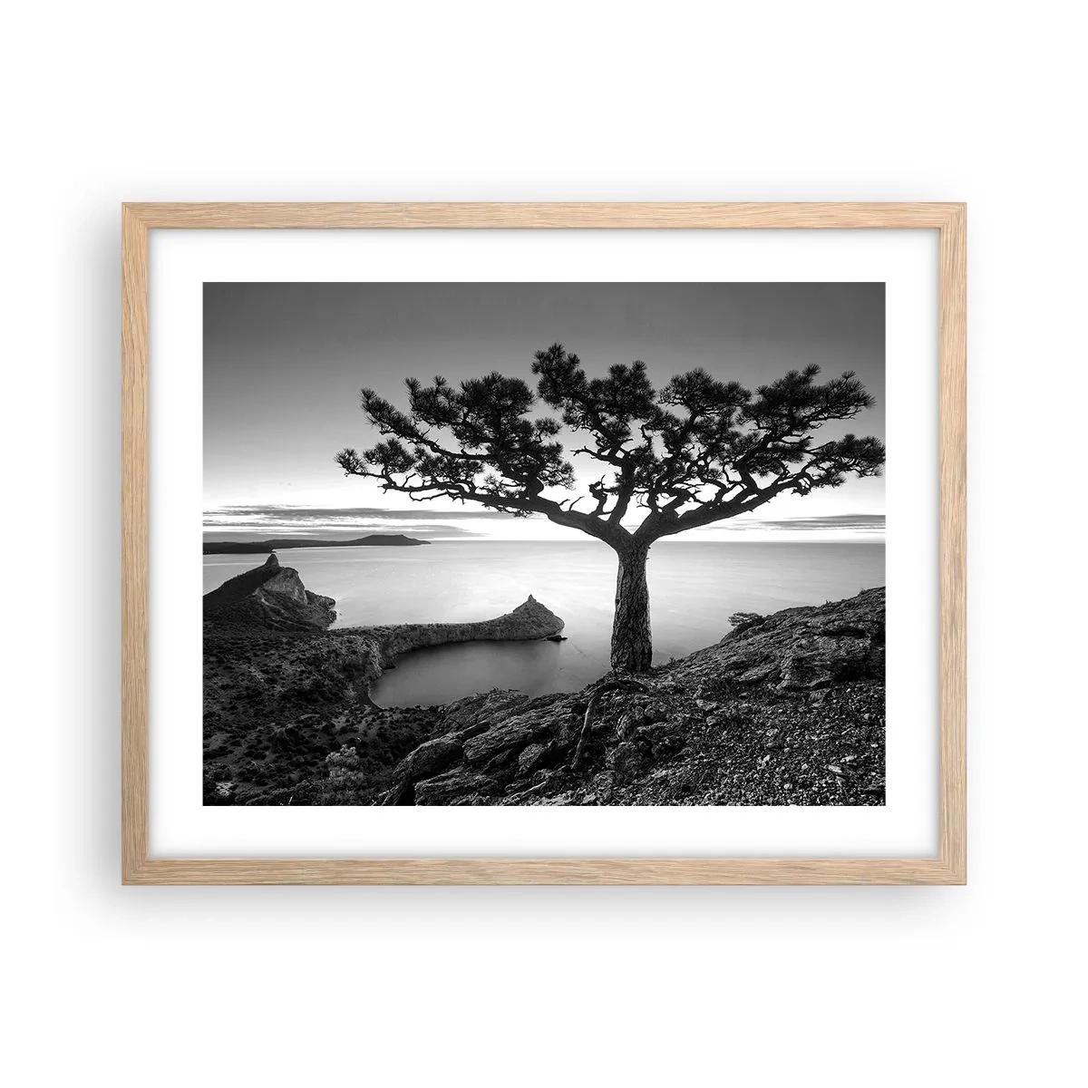 Póster en marco roble claro - Calma hasta el horizonte - 50x40 cm