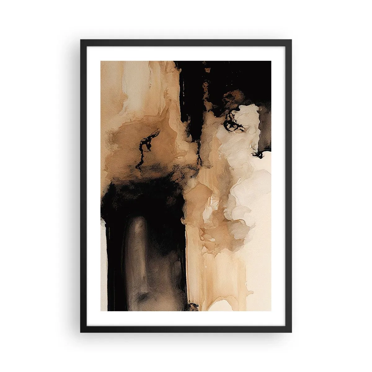 Póster en marco negro - Una composición abstracta en tonos cálidos de marrón. - 50x70cm - Una abstracción intrigante - Decoración de pared moderna para salón y dormitorio ARTTOR
