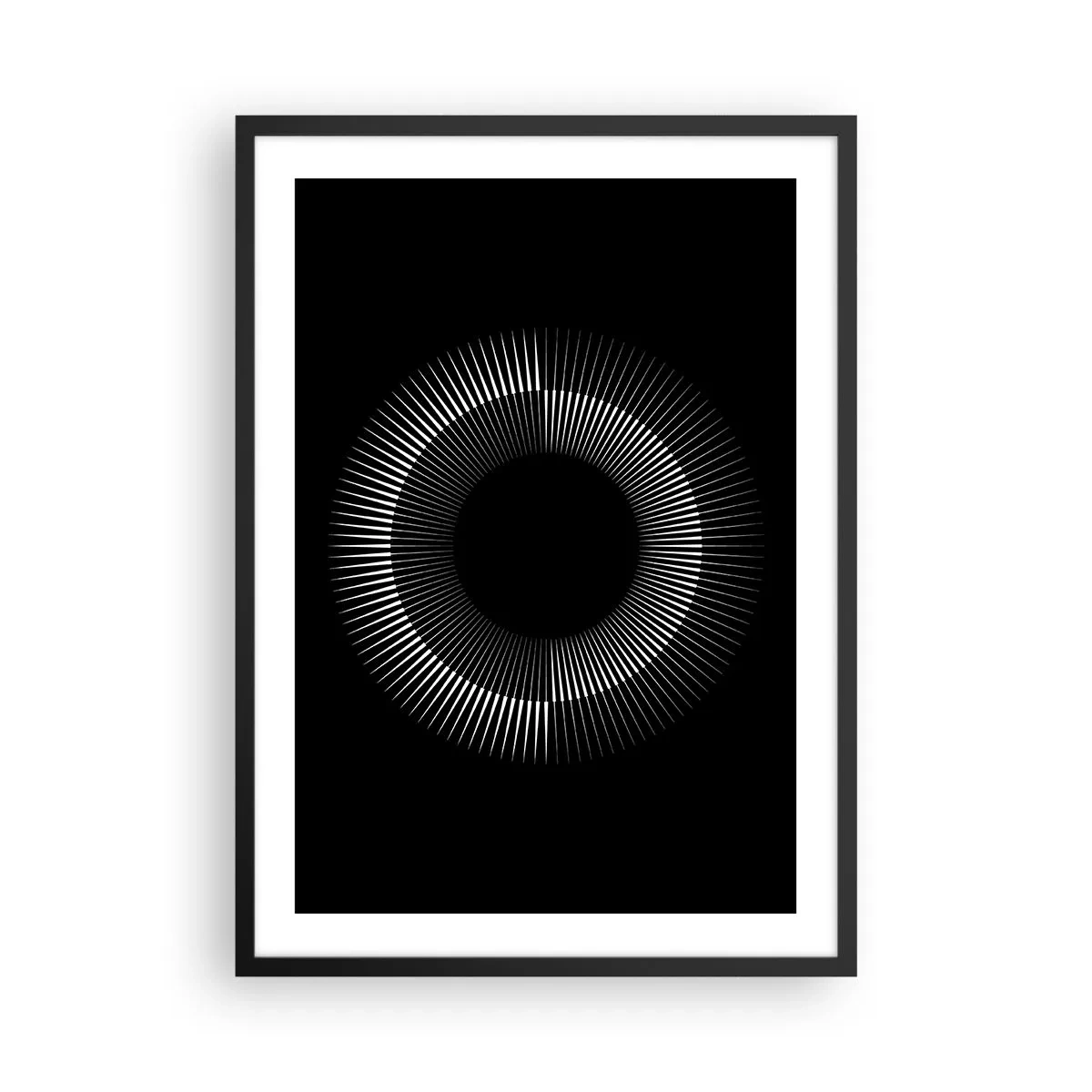 Póster en marco negro - Una composición fascinante de un círculo luminoso sobre un fondo negro. - 50x70cm - Sol negro - Decoración de pared moderna para salón y dormitorio ARTTOR
