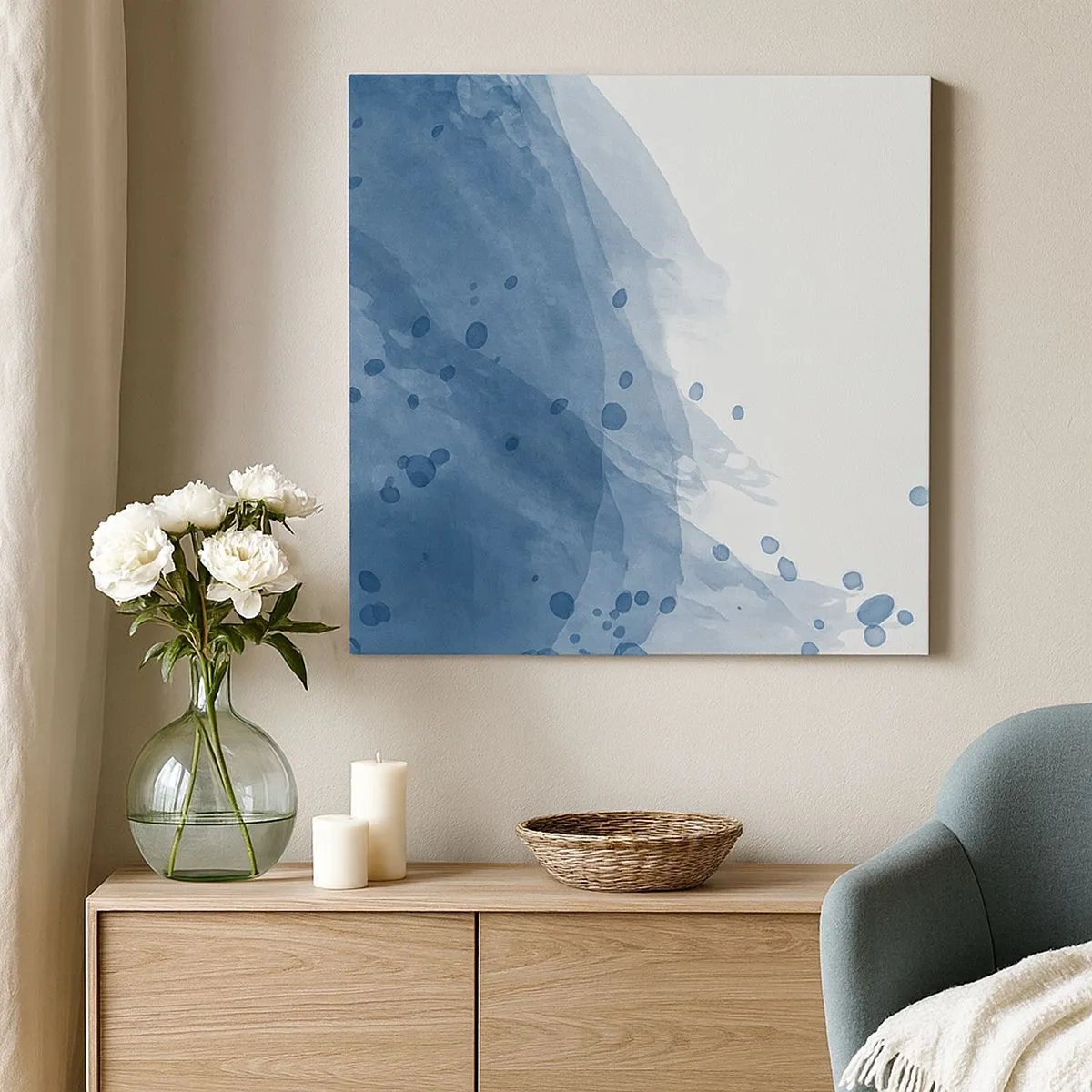 Cuadro sobre lienzo - Impresión de Imagen - Tul azul - 30x30 cm