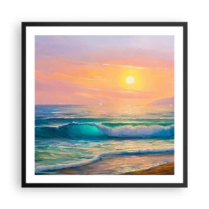 Póster en marco negro - El canto turquesa de las olas - 60x60 cm