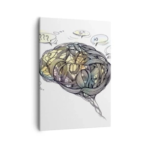 Cuadro sobre lienzo - Impresión de Imagen - Una visión artística del cerebro con elementos coloridos. - 50x70cm - El hombre, el gran enigma - Decoración de pared moderna para salón y dormitorio ARTTOR