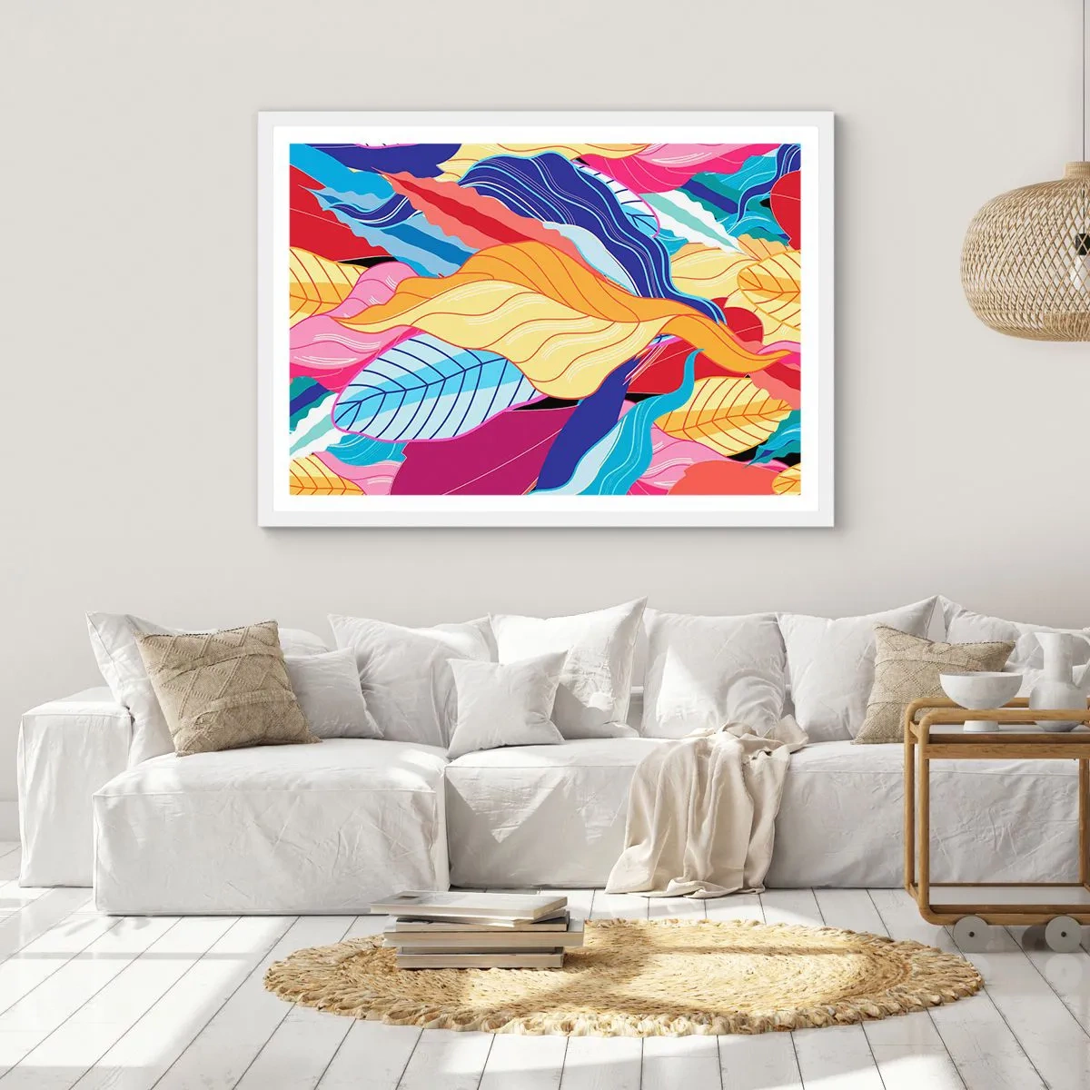 Póster en marco blanco - Desorden colorido - 100x70 cm