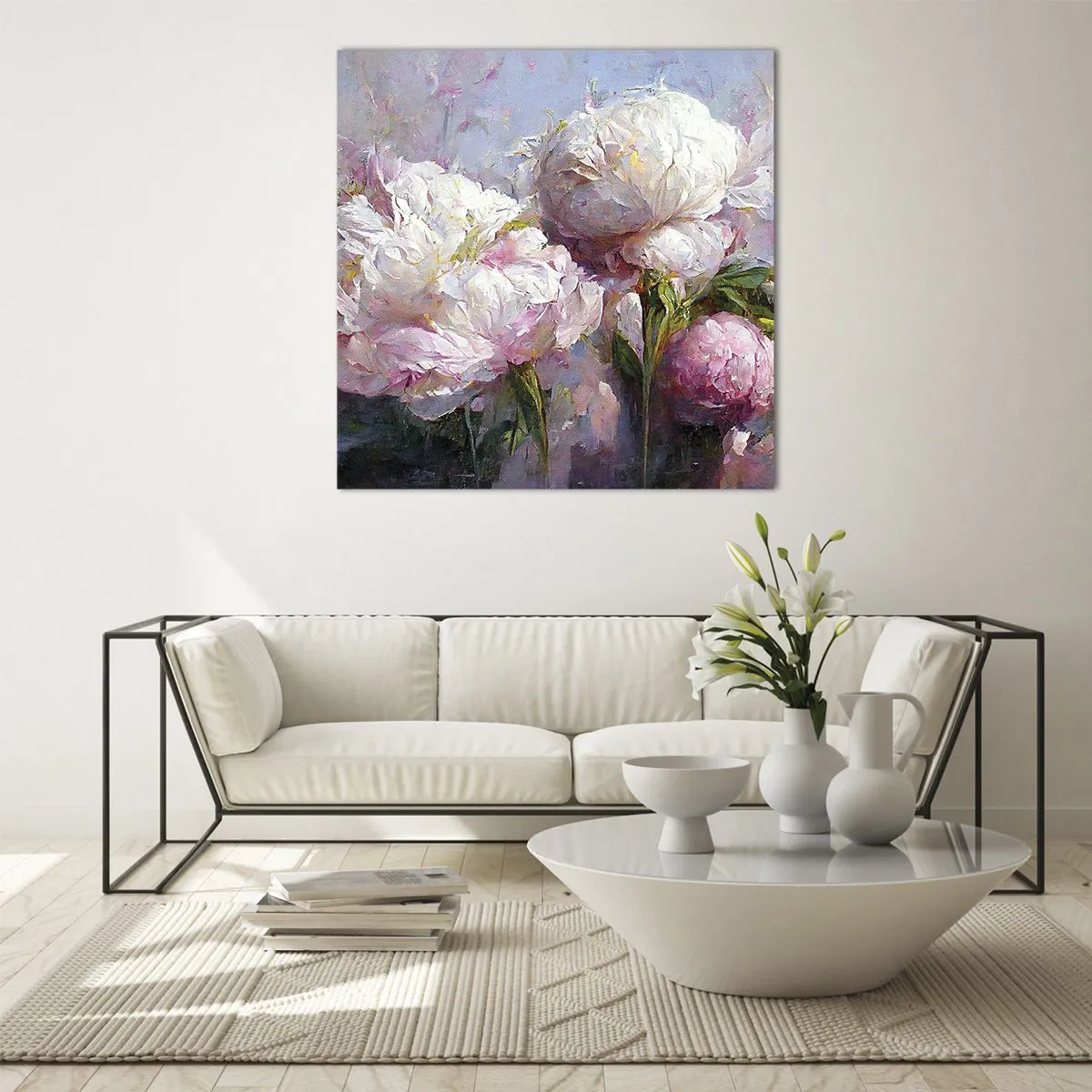 Cuadro sobre vidrio - Impresiones sobre Vidrio - Un ramo rebosante de vida - 60x60 cm