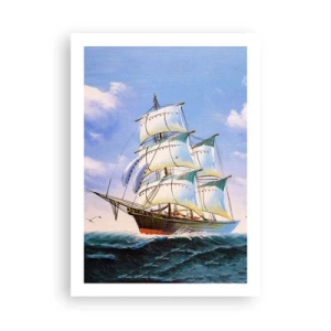 Póster - Un velero contra el mar, a toda vela - 50x70cm - Orgulloso con el viento - Decoración de pared moderna para salón y dormitorio ARTTOR