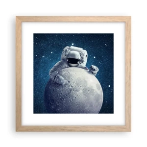 Póster en marco roble claro - Bromista espacial - 30x30 cm