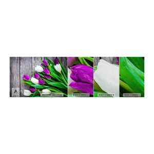 Muestra de fotomural Premium Sand - El día de la fiesta de la primavera - flores, tulipanes, Ramo de flores - 100x30 cm