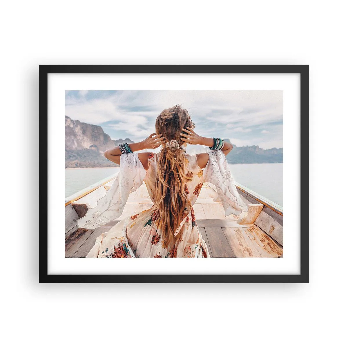 Póster en marco negro - Rumbo a la felicidad - 50x40 cm