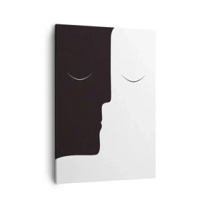 Cuadro sobre lienzo - Impresión de Imagen - Una silueta minimalista de dos caras en colores contrastantes. - 50x70cm - Unidad de los opuestos - Decoración de pared moderna para salón y dormitorio ARTTOR