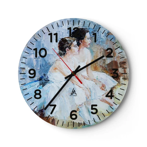 Reloj de pared - Reloj de vidrio - Cisnes jóvenes descansando - 40x40 cm