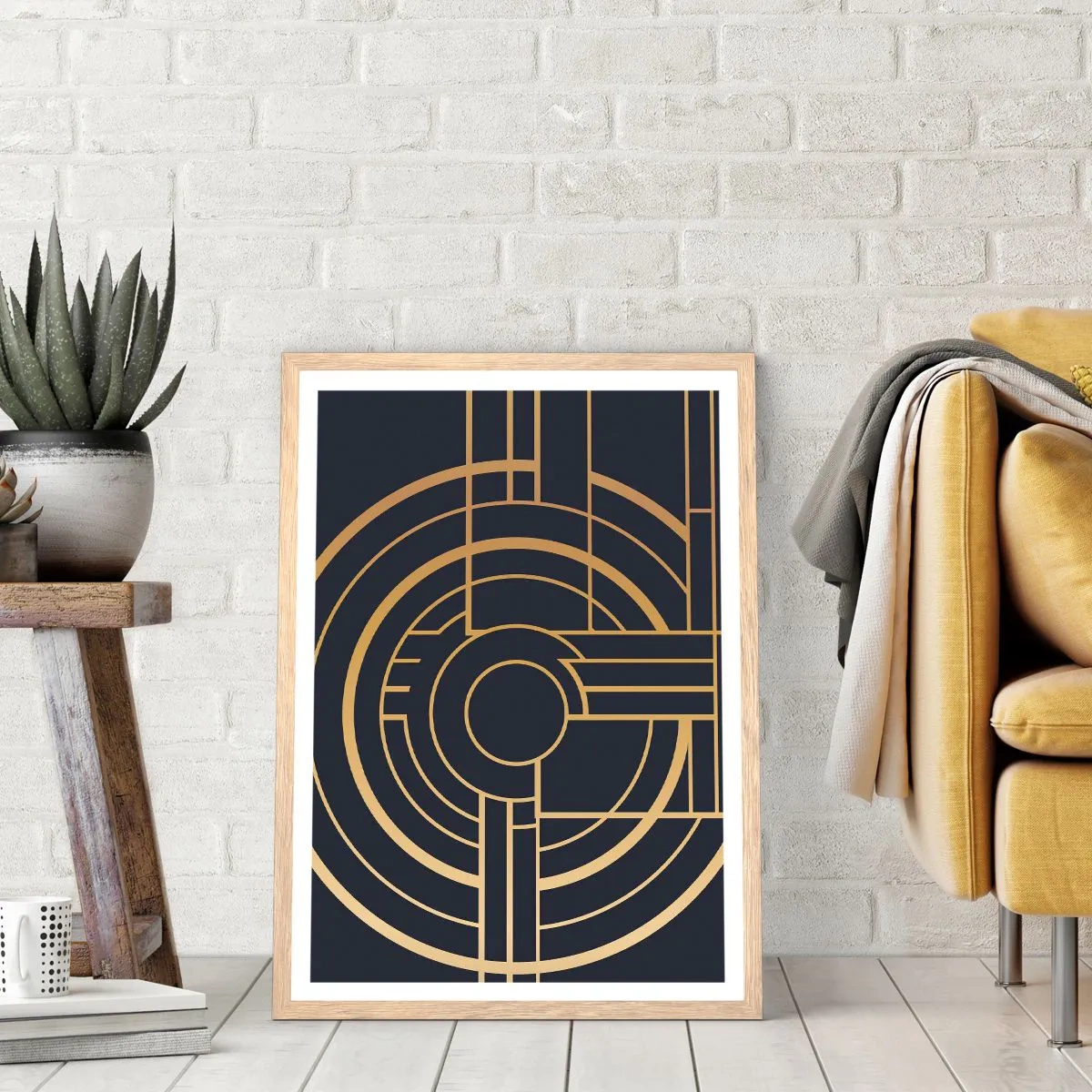 Póster en marco roble claro - Giro de los elementos - 70x100 cm