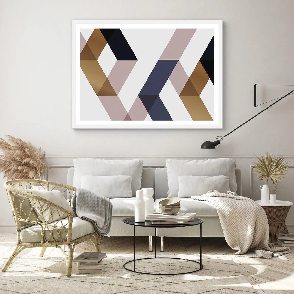 Póster en marco blanco - Rectas y ángulos - 70x50 cm