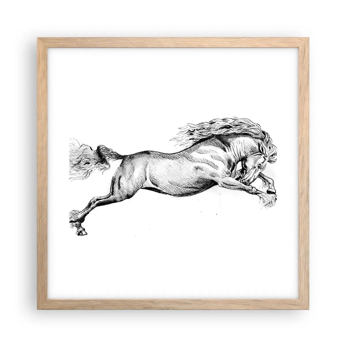 Póster en marco roble claro - Captura al galope - 40x40 cm