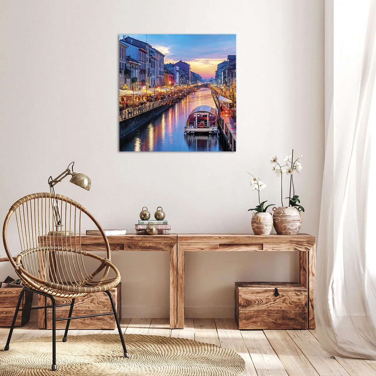 Cuadro sobre lienzo - Impresión de Imagen - Una noche de luz y diversión - 70x70 cm