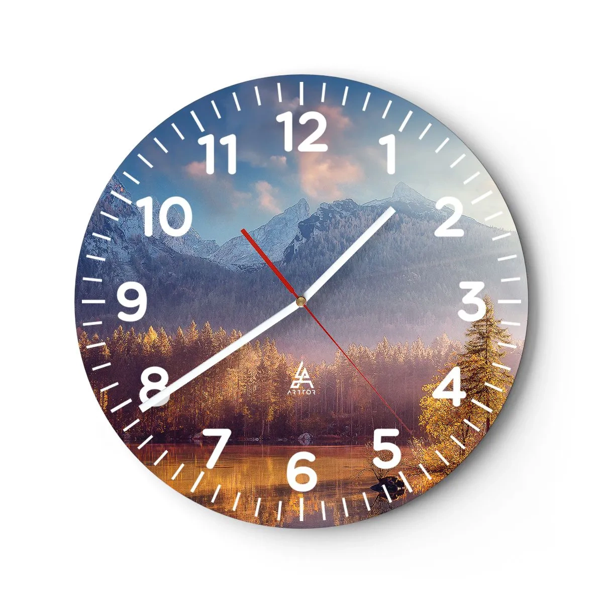 Reloj de pared - Reloj de vidrio - Entre las montañas y los valles - 40x40 cm