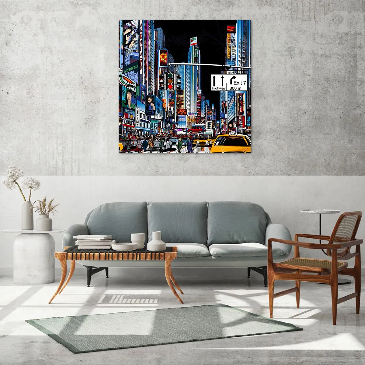 Cuadro sobre vidrio - Impresiones sobre Vidrio - Noche de cómic - 70x70 cm