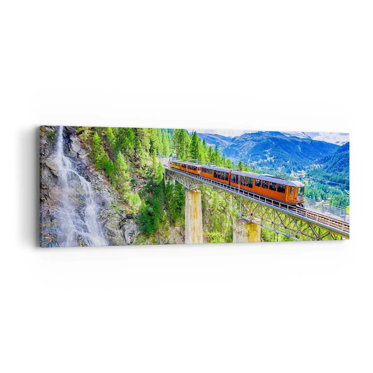 Cuadro sobre lienzo - Impresión de Imagen - Ferrocarril a los Alpes - 90x30 cm