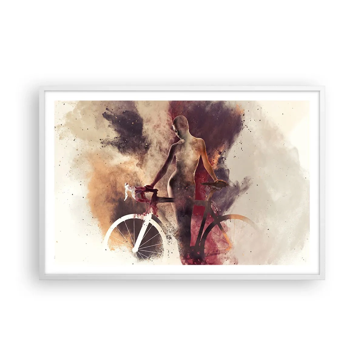 Póster en marco blanco - En las formas de mármol un alma ciclista - 91x61 cm
