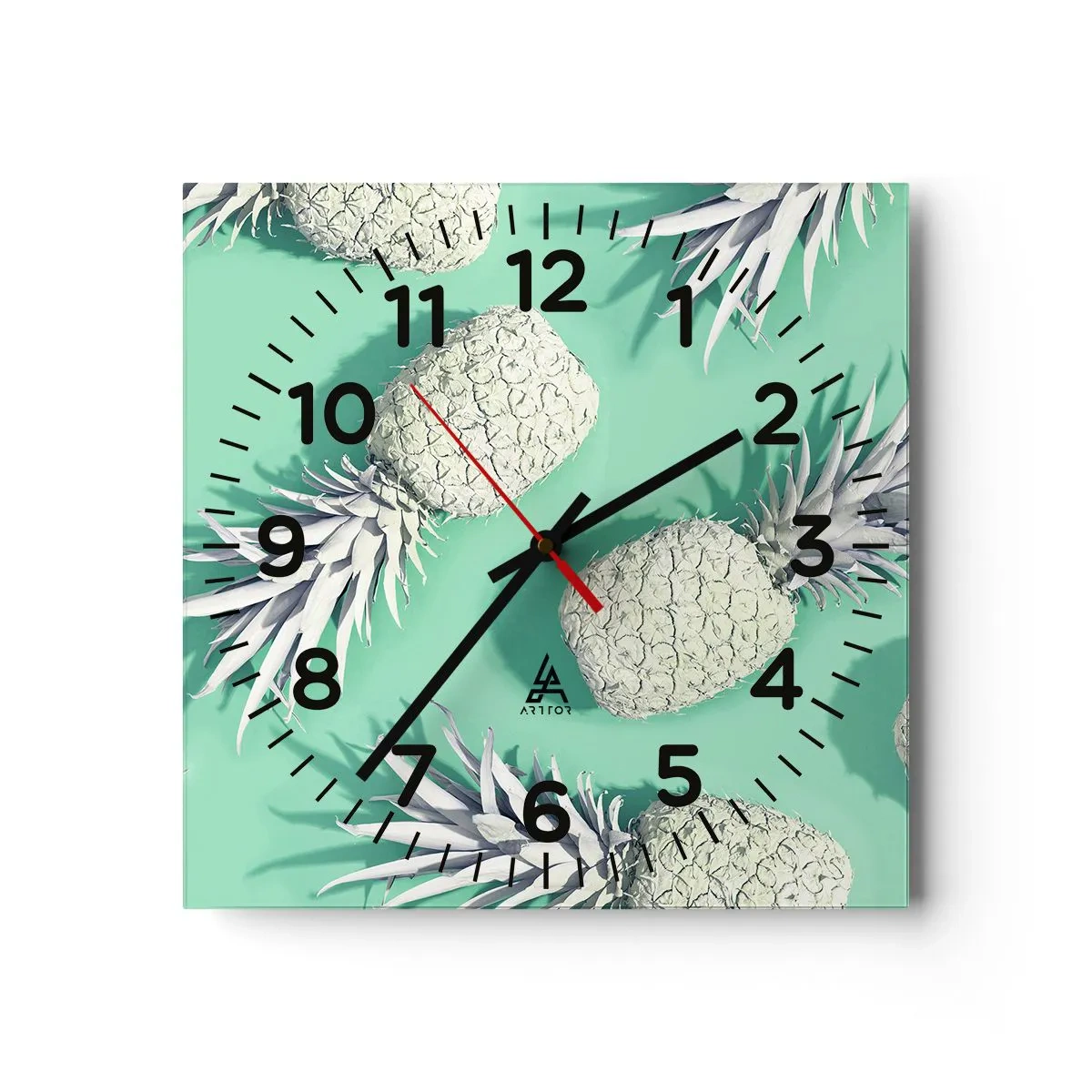 Reloj de pared - Reloj de vidrio - Van bien con la menta - 30x30 cm