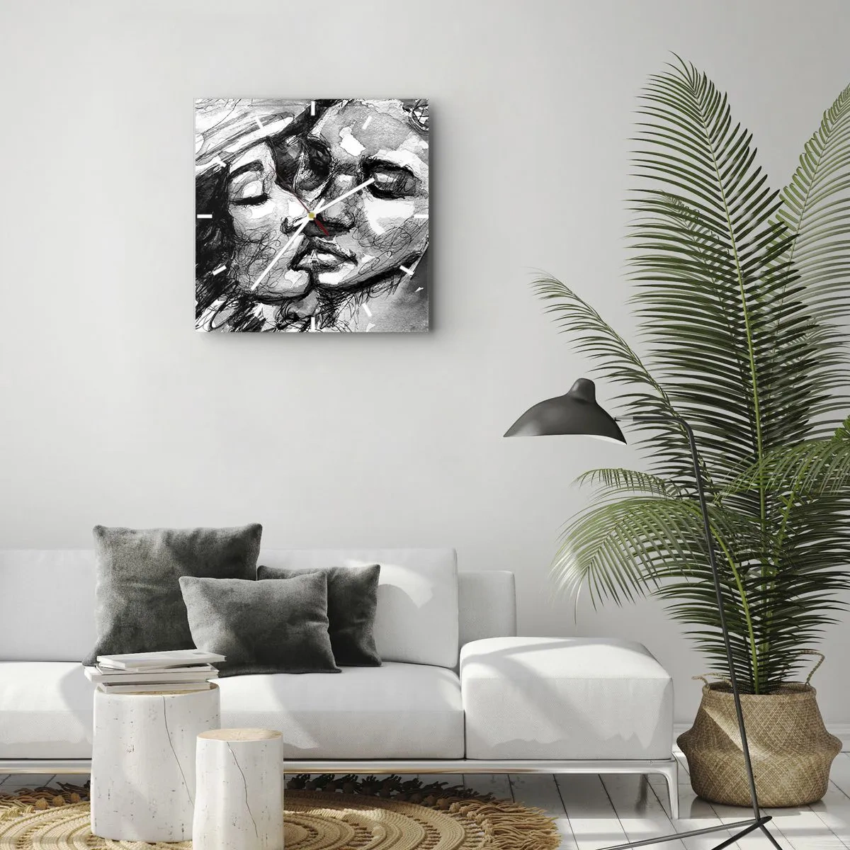 Reloj de pared - Reloj de vidrio - Un momento tierno - 40x40 cm