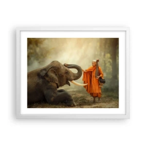 Póster en marco blanco - Un encuentro en un viaje - 50x40 cm