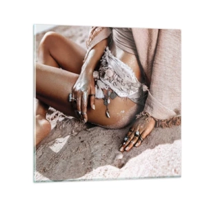 Cuadro sobre vidrio - Impresiones sobre Vidrio - Bañada por el sol y la arena - 40x40 cm